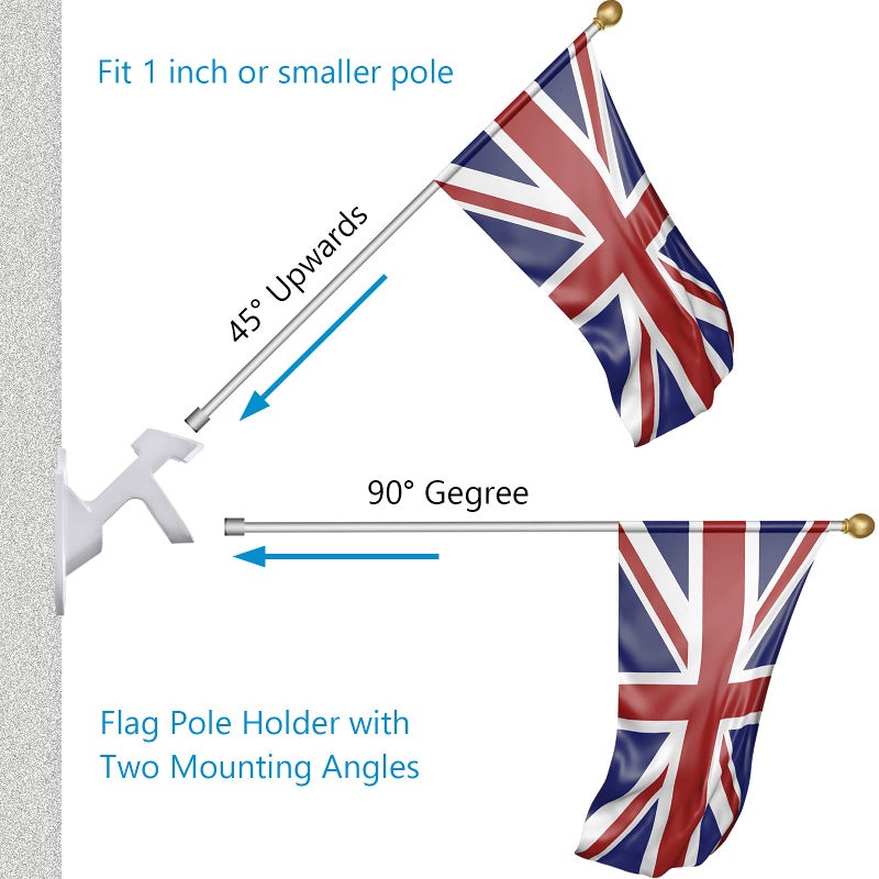 Haoridul Flag Pole Bracket  2 Position House Flag Pole Holder  Heavy Duty Aluminum Mount - Stainless Steel Hardware - Strong and Rust Proof - 1"" Inner Diameter (White-1Pack) - Image 3